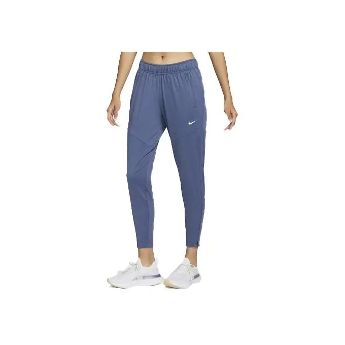 Pantaloni Sportivi da Donna Nike Dri-FIT Essential Tinta Unita con Logo Asciugatura Rapida Lavorati a Maglia Fondi Blu Finn DX1046-491 M