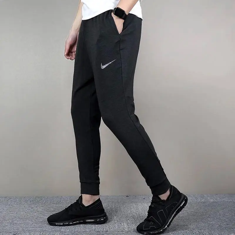 Pantaloni sportivi da uomo Nike Training Series color block con logo stampato a vita media, comodi e versatili, in maglia, pantaloni da uomo, nero grigio 933440-011 S miniatura 4