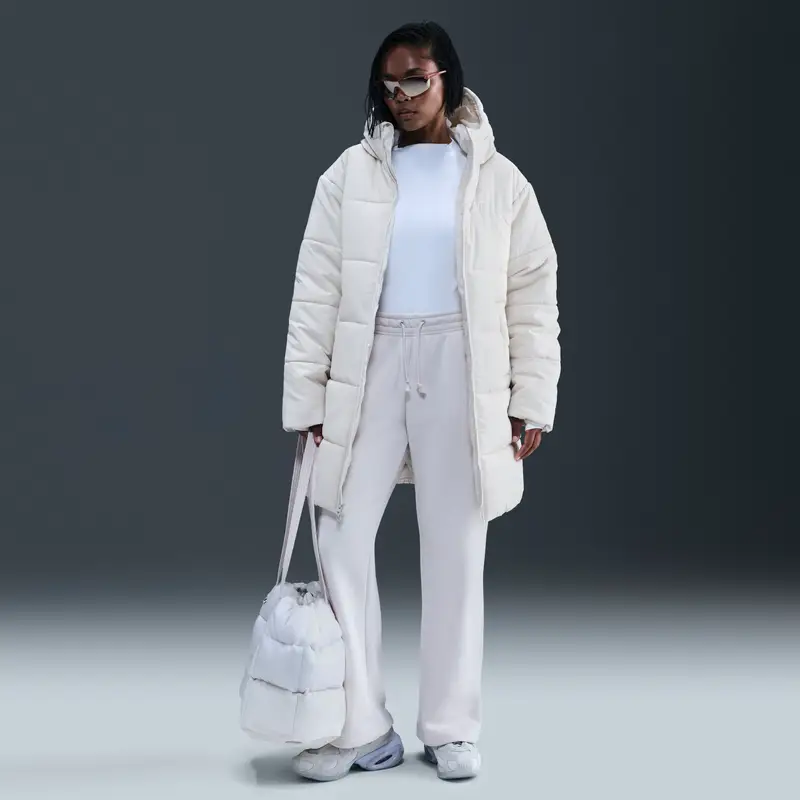 Piumino con cappuccio da donna Nike Classic Blanc