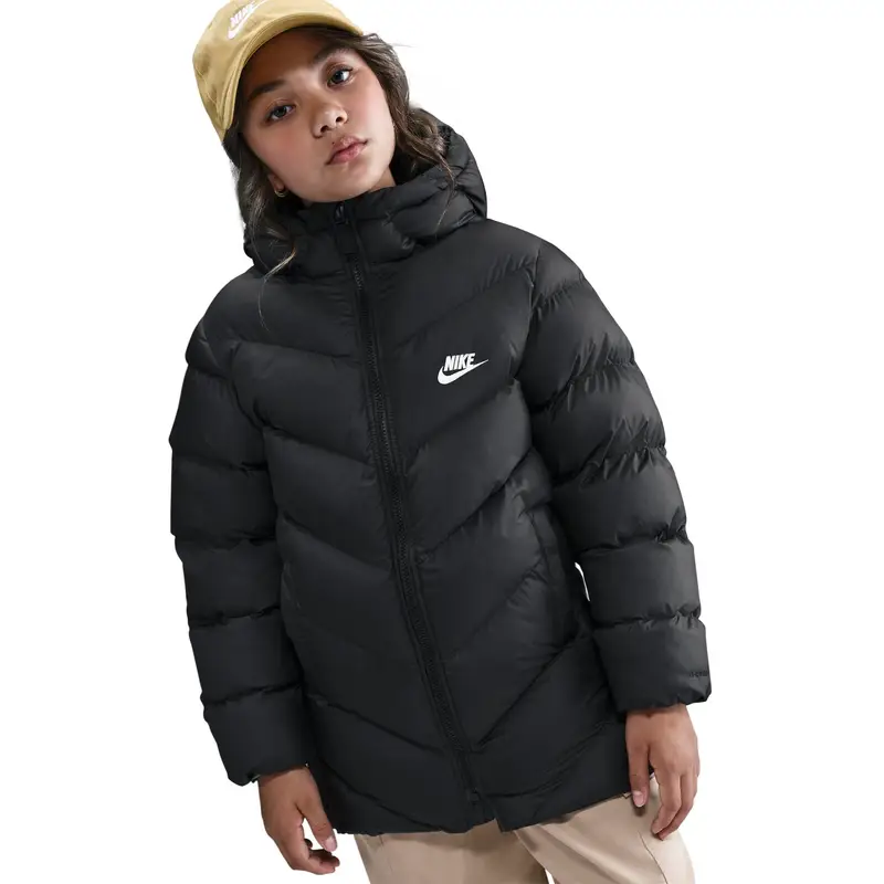 Piumino con cappuccio per bambini Nike All Day Play Noir
