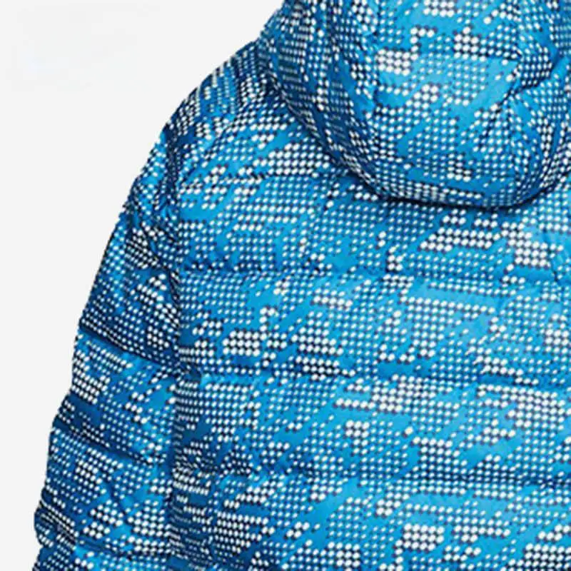 Piumino Nike con stampa logo e cappuccio con zip per inverno giacche per bambini Blu HA5143-495 M miniatura 2