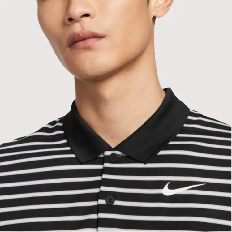 Polo da golf a righe Nike Dri-FIT Victory ad asciugatura rapida da uomo top Nero Bianco DH0830-010 M