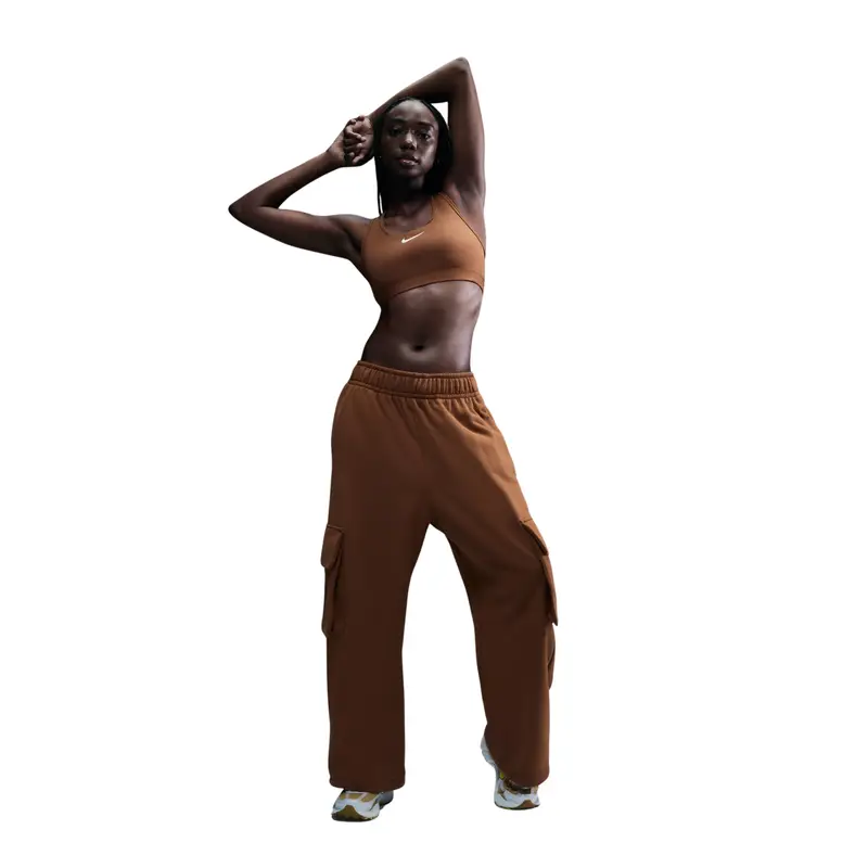 Reggiseno donna a sostegno medio Nike Swoosh Marron