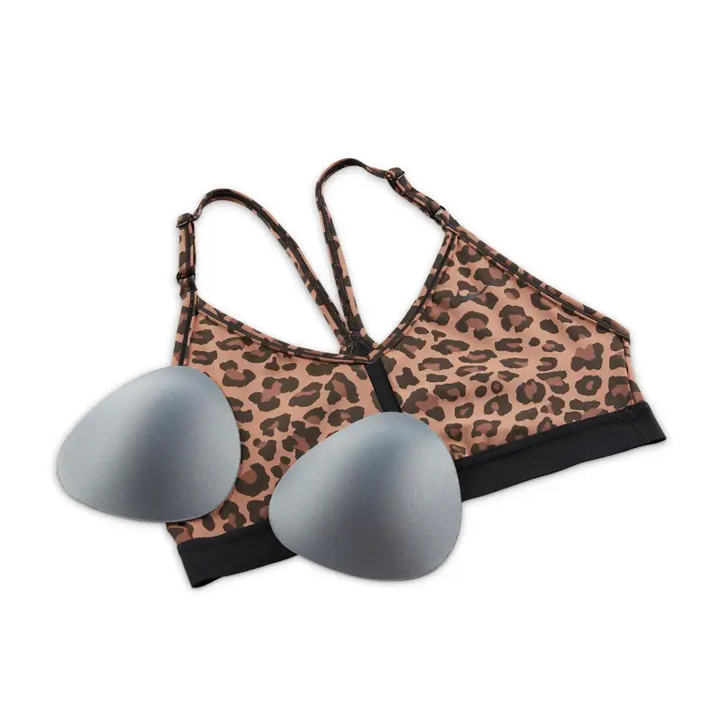 Reggiseno donna con scollo a V Nike Dri-Fit Indy Leopard Print Marron