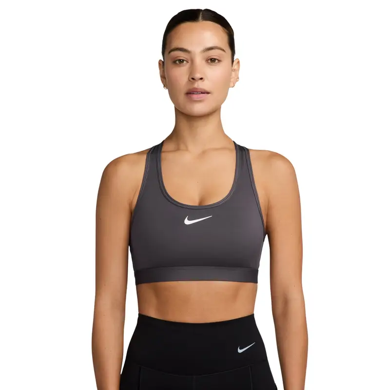 Reggiseno medium donna Nike Swoosh Gris