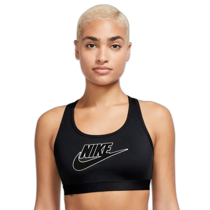 Reggiseno sportivo da donna Nike Swoosh Medium Support Futura Noir