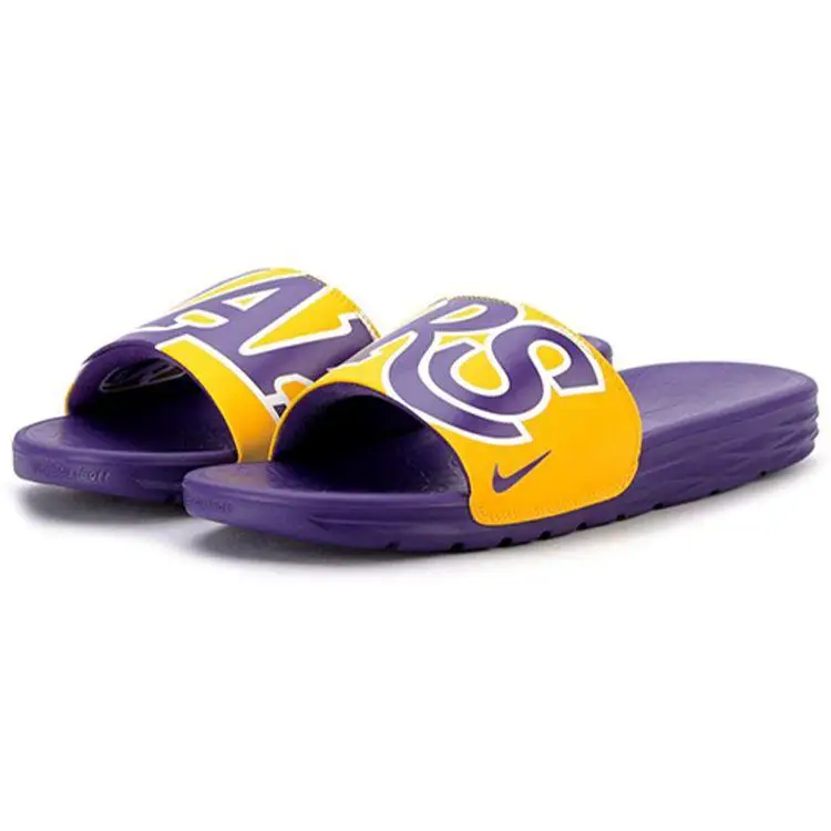 Sandali da uomo Nike NBA x Benassi Lakers Giallo Amarillo Viola Campo-Viola Campo 917551-700 42 5 miniatura 4