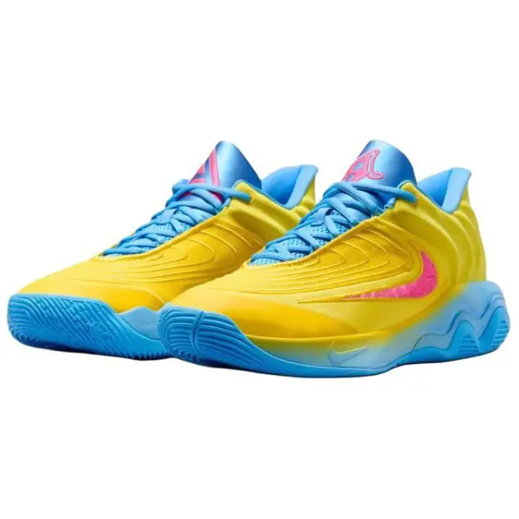 Scarpe da Basket Nike Giannis Immortality 4 Antiscivolo Resistenti all Usura Basse Uomo Giallo Blu Sneakers FQ3681-700 43 miniatura 2