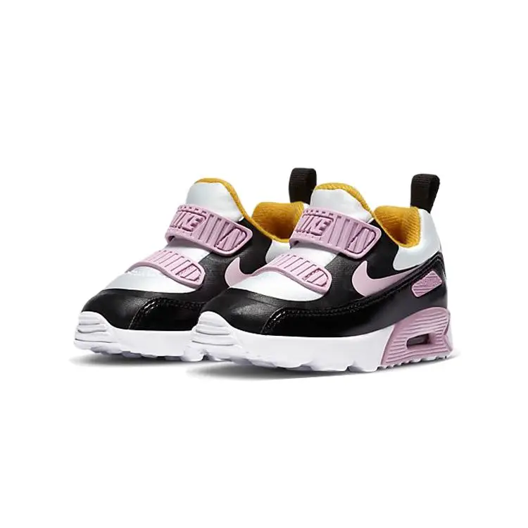 Scarpe da Corsa Basse con Velcro Nike Air Max 90 Sneakers per Bambini Nero Rosa 881924-022 22 miniatura 3