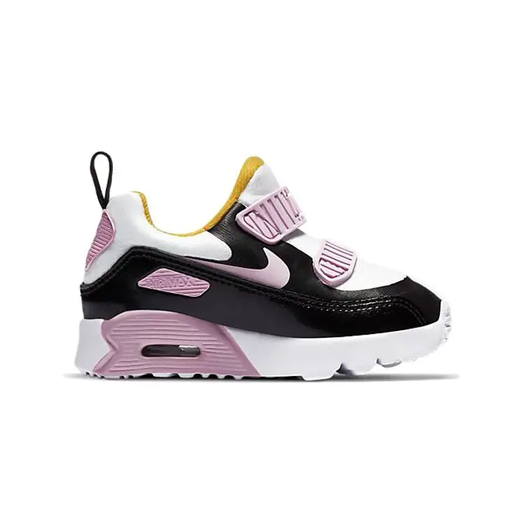 Scarpe da Corsa Basse con Velcro Nike Air Max 90 Sneakers per Bambini Nero Rosa 881924-022 miniatura 2