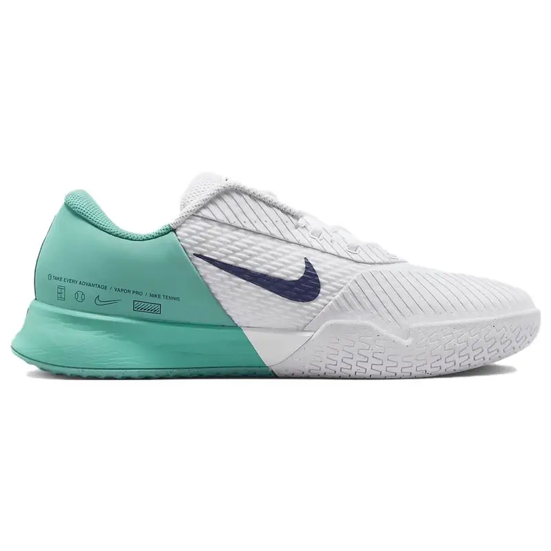 Scarpe da Tennis NikeCourt Air Zoom Vapor Pro 2 HC Bianco Teal Lavato Uomo Sneakers Verde-Strike Blu Mezzanotte DR6191-103 40 5 miniatura 4