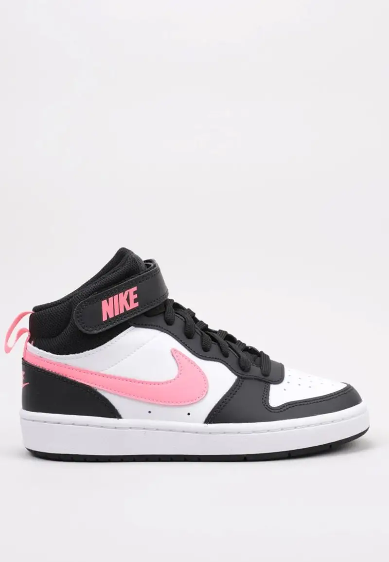 Scarpe ragazza nike court borough mid 2 (gs) - bianco/nero/fucsia | Nike Rosa