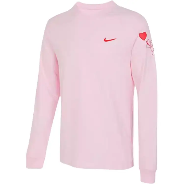 Serie San Valentino Nike T-shirt a Maniche Lunghe Casual Girocollo Monocolore da Uomo Top Rosa Schiuma FV3994-663 S