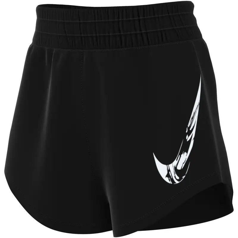 Short da donna a vita media con sottopantaloncino integrato Nike One Swoosh Dri-FIT Noir