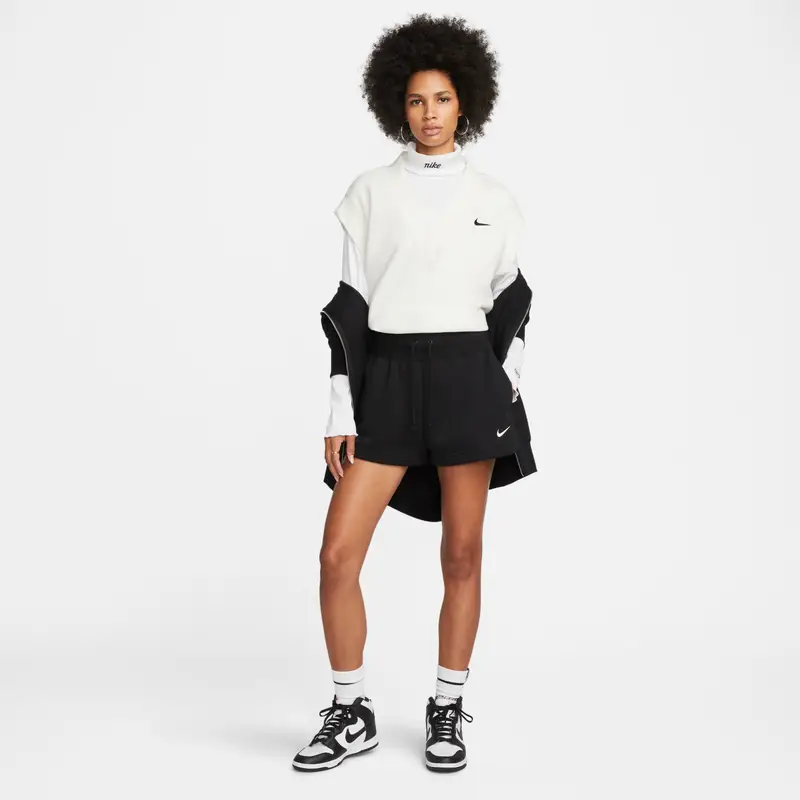 Shorts a vita alta Nike Phoenix Fleece Noir