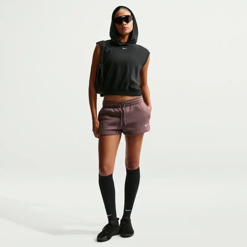 Shorts a vita media Nike Phoenix Fleece Noir