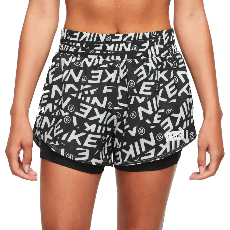 Shorts Sportivi 2In1 Multilogo Nero Donna L