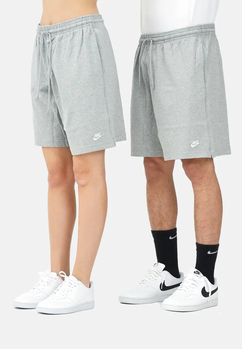 NIKE Shorts sportivo grigio per uomo e donna con ricamo logo