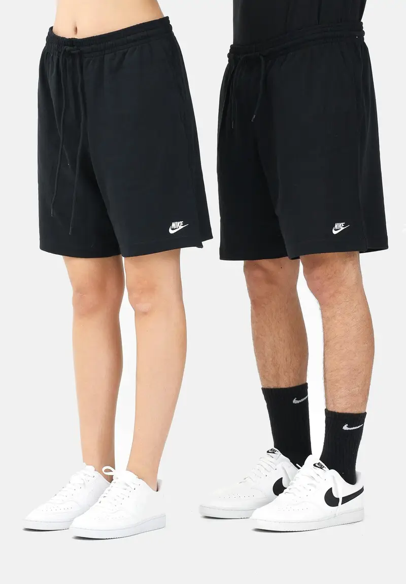 NIKE Shorts sportivo nero per uomo e donna con ricamo logo
