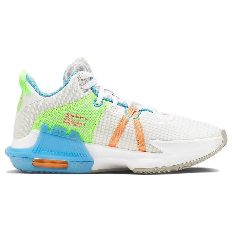 Sneaker da uomo Nike LeBron Witness 7 EP Grigio Nebbia Multicolore Ciottolo Azzurro Laser Iper-Rosa DM1122-003 44 5 miniatura 4