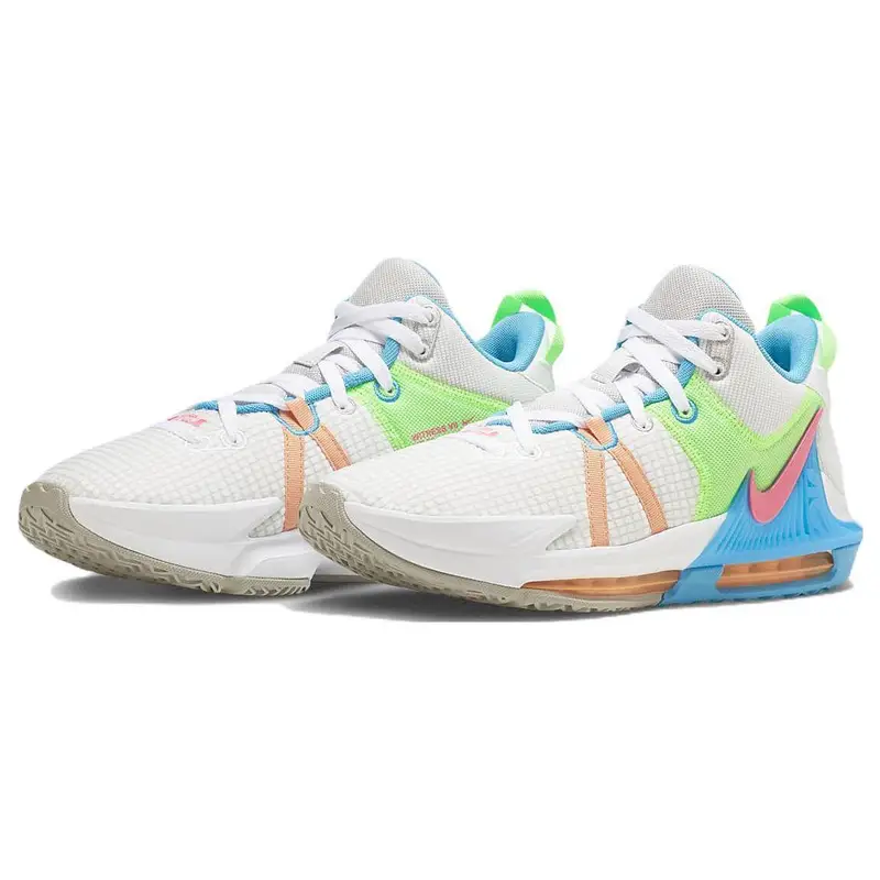 Sneaker da uomo Nike LeBron Witness 7 EP Grigio Nebbia Multicolore Ciottolo Azzurro Laser Iper-Rosa DM1122-003 47 5 miniatura 5