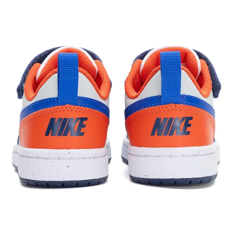 Sneaker Nike Court Borough Low Recraft PS Blu Mezzanotte Arancione Squadra Bambini Bianco Argento Chiaro Iper-Reale DV5457-401 31 miniatura 4