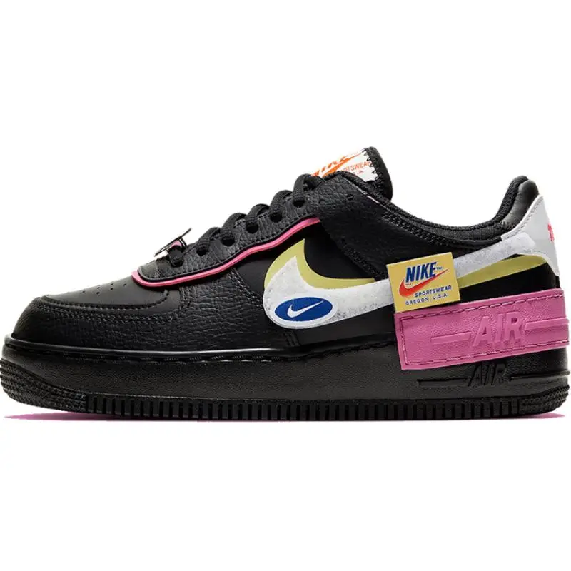 Sneakers da donna Nike Air Force 1 Low Shadow con patch rimovibili Nere Rosa CU4743-001 38