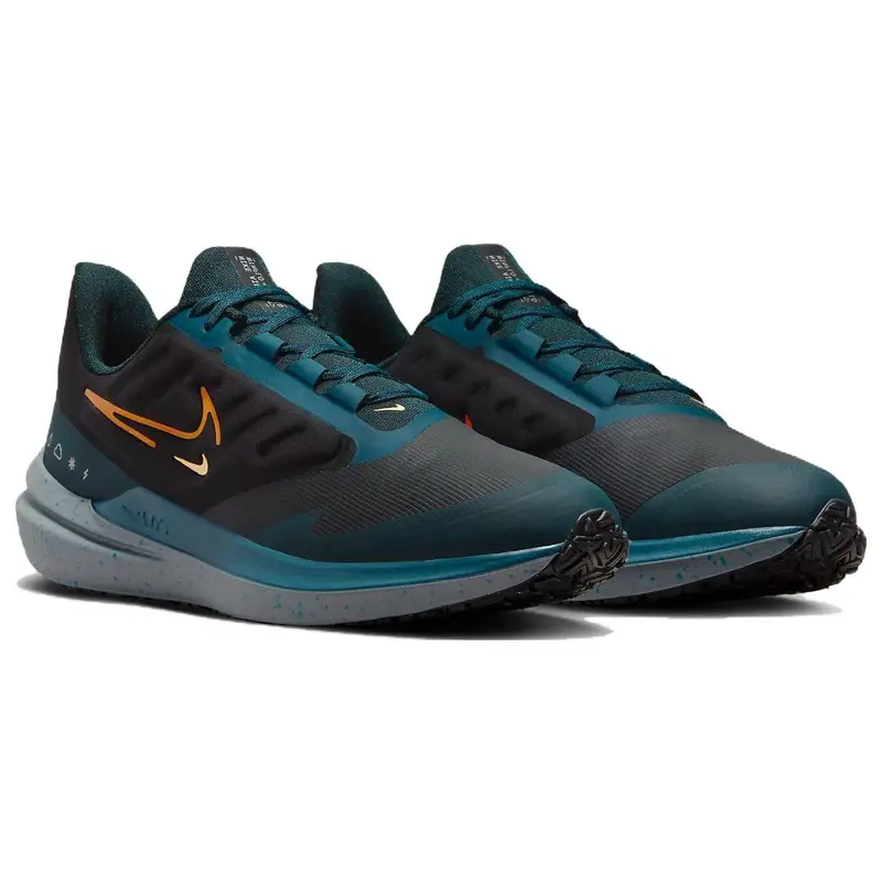 Sneakers da uomo Nike Air Winflo 9 Shield Nere Giungla Profonda Geode-Teal Arancione Sicurezza DM1106-002 41 miniatura 5