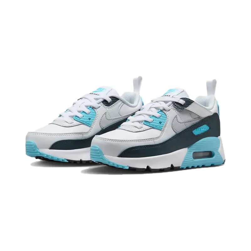 Sneakers Nike Air Max 90 EasyOn PS Blu Baltico Bambino Bianco Armory-Navy Grigio Lupo HF6357-100 29 5 miniatura 2