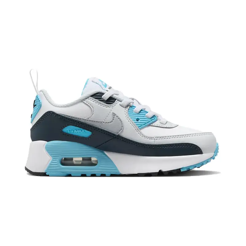 Sneakers Nike Air Max 90 EasyOn PS Blu Baltico Bambino Bianco Armory-Navy Grigio Lupo HF6357-100 29 5 miniatura 3