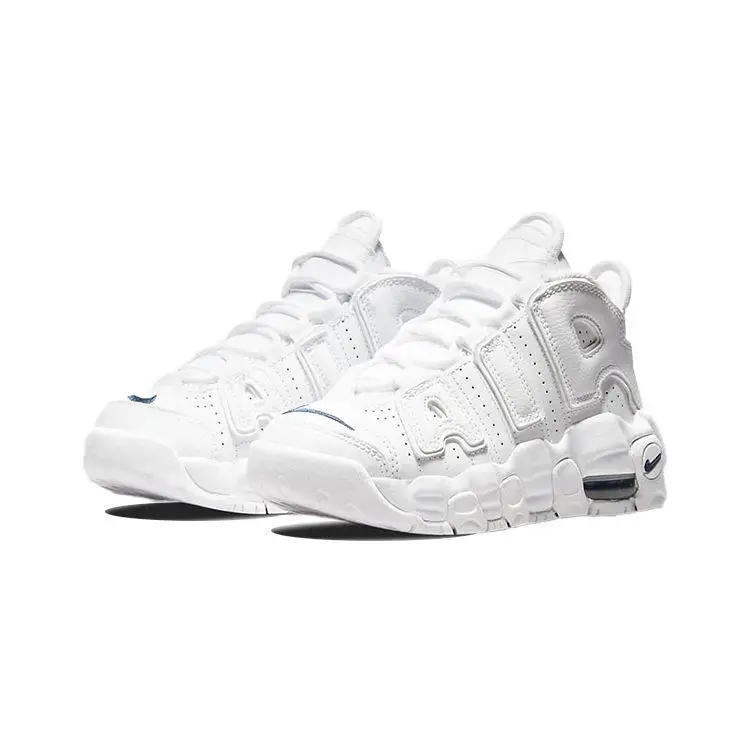 Nike Sneakers Air More Uptempo PS Bianche e Blu Navy per Bambini miniatura 5