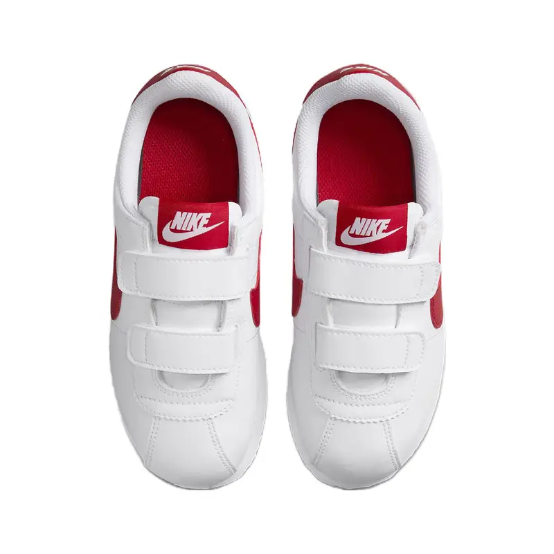 Sneakers Nike Cortez Basic SL PS Bianche Rosso Palestra Bambini 904767-101 29 5 miniatura 4