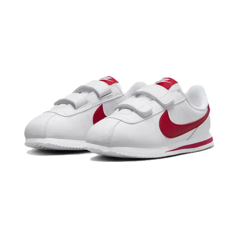 Sneakers Nike Cortez Basic SL PS Bianche Rosso Palestra Bambini 904767-101 33 5 miniatura 3