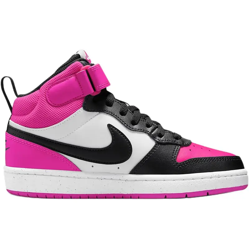 Nike Sneakers Court Borough Mid 2 GS Rosa Acceso Bambino Bianco e Nero miniatura 4