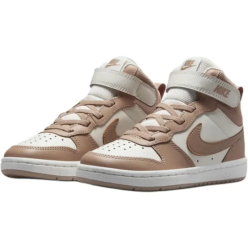 Sneakers Nike Court Borough Mid 2 PSV Avorio Pallido Bambino Marrone Vela Canapa CD7783-125 32 miniatura 3