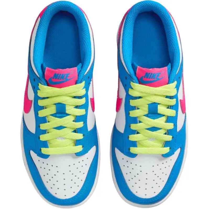 Sneakers Nike Dunk Low GS Azzurro Foto Iper Rosa Bambini Bianco Limone Chiaro Twist IB7747-406 37 5 miniatura 5