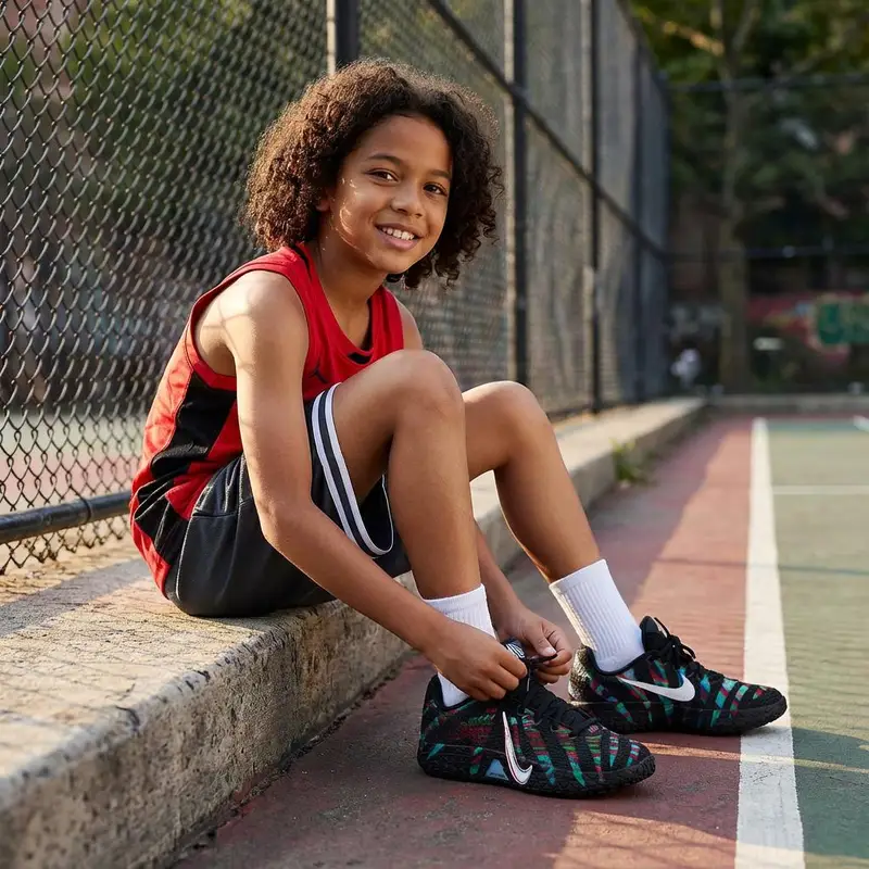 Sneakers Nike JA 3 GS King of the Court Bambino Nero Bianco Cremisi Brillante IF1795-001 miniatura 2