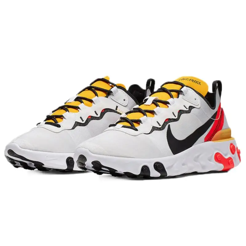 Sneakers Nike React Element 55 Bianco Nero Cremisi Oro BQ6166-102 41 miniatura 3