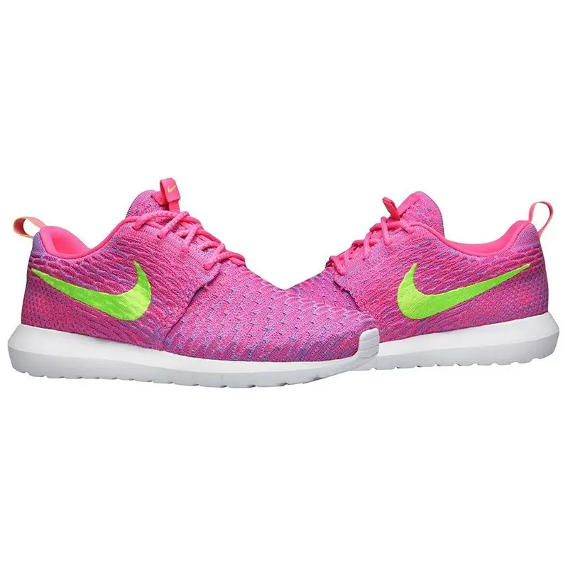 Sneakers Nike Roshe Flyknit Rosa Flash Uomo Rosa Club Blu Bagliore Flash Lime 677243-601 42 5 miniatura 5