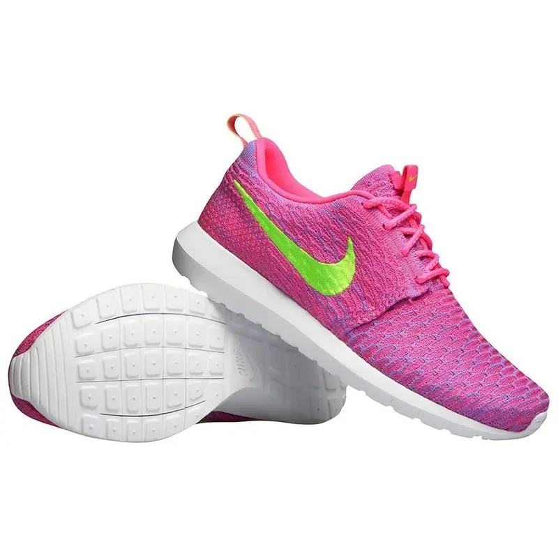 Sneakers Nike Roshe Flyknit Rosa Flash Uomo Rosa Club Blu Bagliore Flash Lime 677243-601 43 miniatura 4