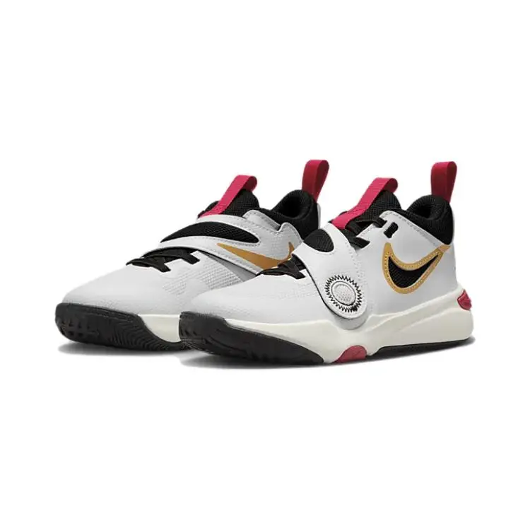 Sneakers Nike Team Hustle D11 PS Bianco Oro Rosso Università Bambini Oro Metallizzato Nero DV8994-104 31 miniatura 3