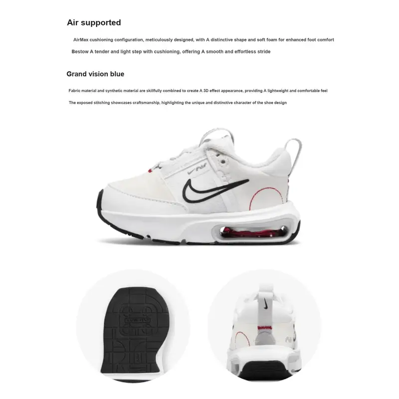 Sneakers per bambini Nike Air Max Interlock TD Bianco Nero Polvere di Fotoni DC9287-100 23 5 miniatura 2