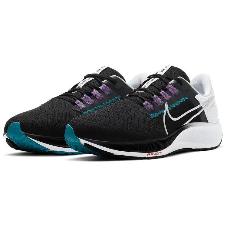 Sneakers Uomo Nike Air Zoom Pegasus 38 Nero Argento Metallico Bianco Blu Cloro CW7356-003 44 5 miniatura 3