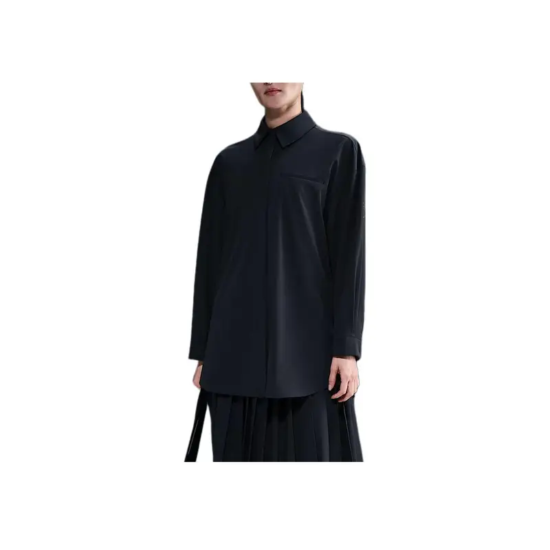 Solid Loose Long Sleeve Shirt Women tops Black HQ0237-010 L