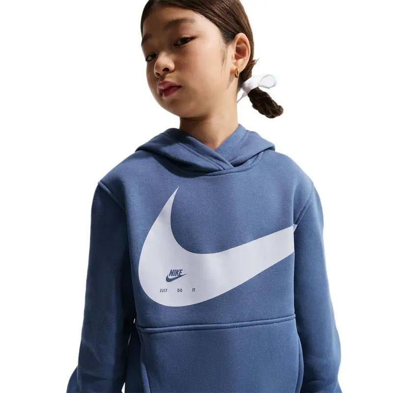 Sportswear Club Felpa Palestra Big Swoosh Azzurro Bambino S - Ragazzo
