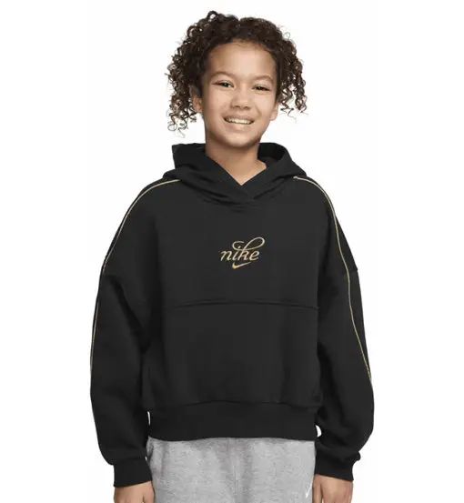 Sportswear Club Jr - felpa con cappuccio - ragazza Black