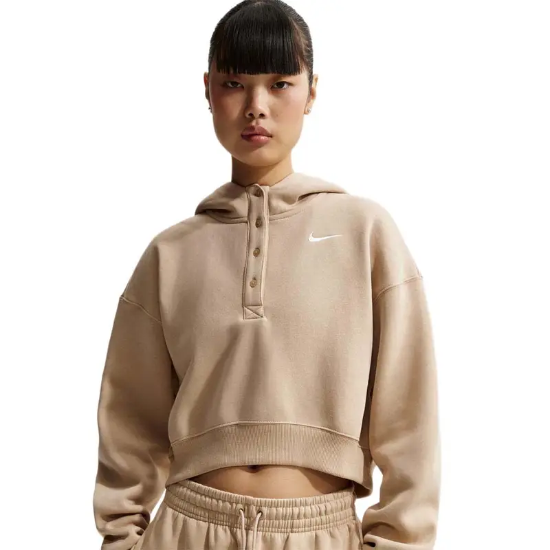 Sportswear Phoenix Felpa Crop Con Cappuccio Verde Donna XS