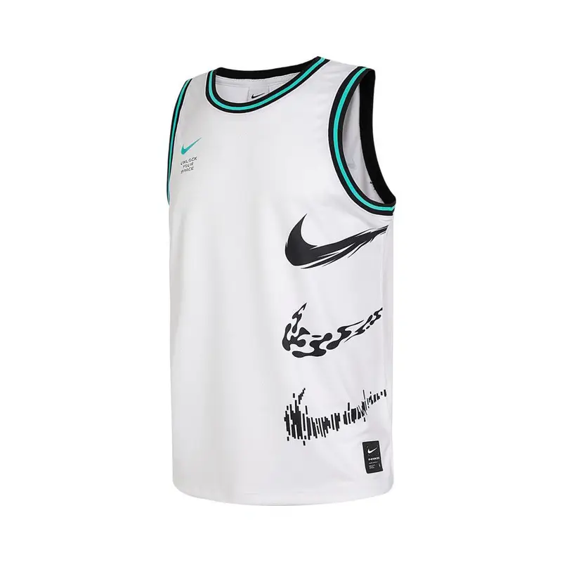 SS23 Colorblock a Strisce Stampa Logo Rete Traspirante Asciugatura Rapida Leggero Confortevole Gilet da Basket Uomo Top Bianco FJ7228-100 4XL