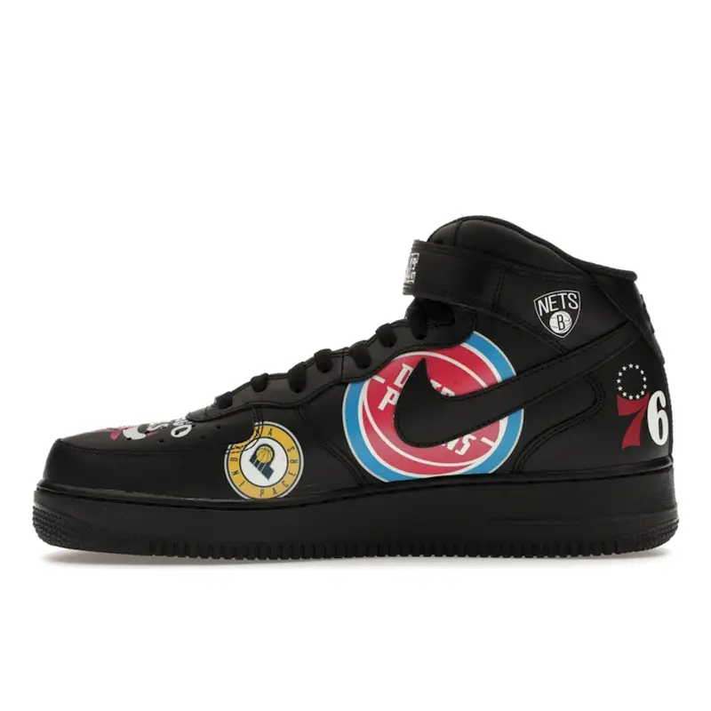 Supreme x NBA x Nike Air Force 1 Mid 07 Sneakers Unisex Nere AQ8017-001 42 5 miniatura 4