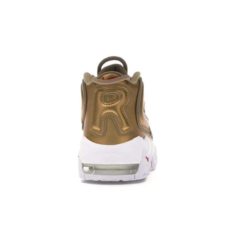 Supreme x Nike Air More Uptempo Oro Metallizzato Sneakers Unisex Bianco 902290-700 42 miniatura 5